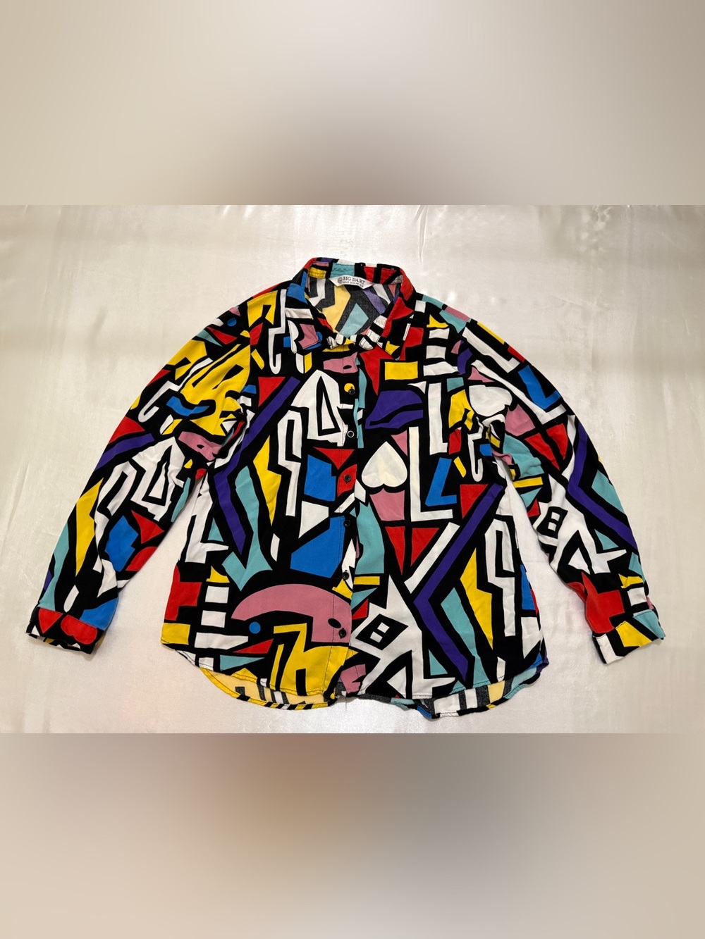 Vintage Big Dart Geometric Pop Art Print Blouse Shirt Women (see measurement)